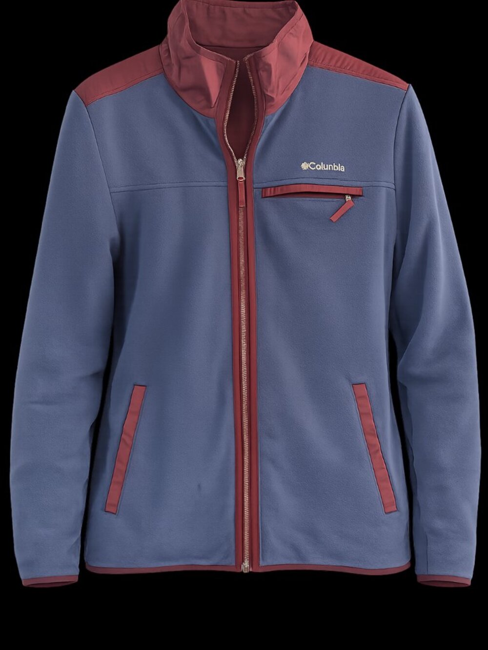 Columbia Reversible Fleece Jacket XL Grey & Burgundy Full Zip Outdoor Jacket